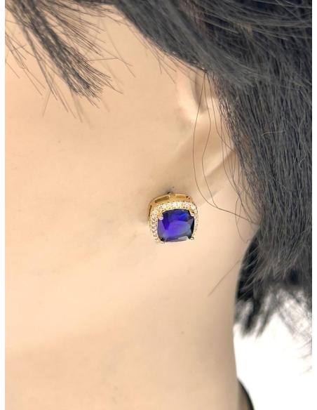 PENDIENTES DE MUJER AZULES MARINO CON CIRCONITAS