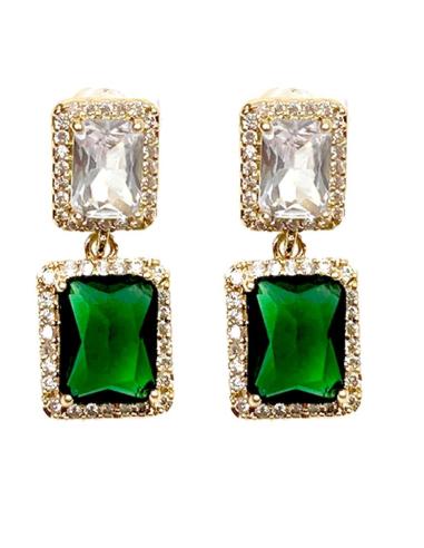 PENDIENTES VERDES CON DESTELLOS DE CIRCONITAS ESPECIAL MADRINAS