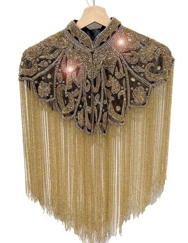 CAPAS FIESTA DORADAS CON FLECOS JOYA PARA BODAS
