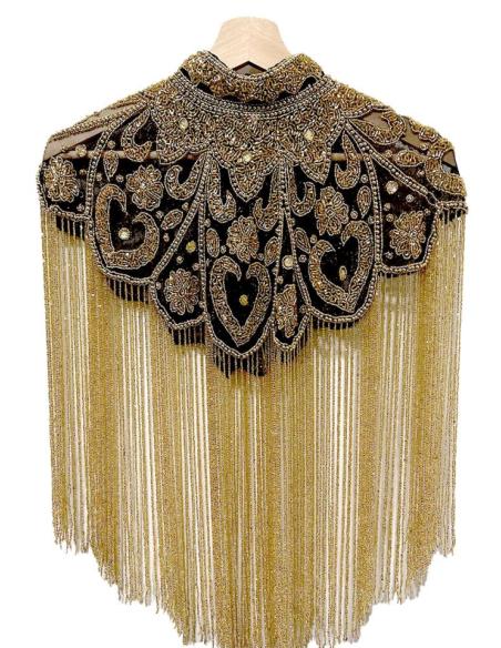 CAPAS FIESTA DORADAS CON FLECOS JOYA PARA BODAS