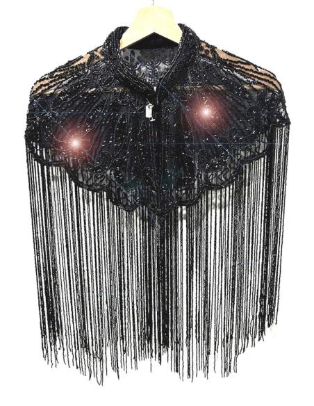 CAPAS NEGRAS DE FIESTA Y BODA CON FLECOS JOYA