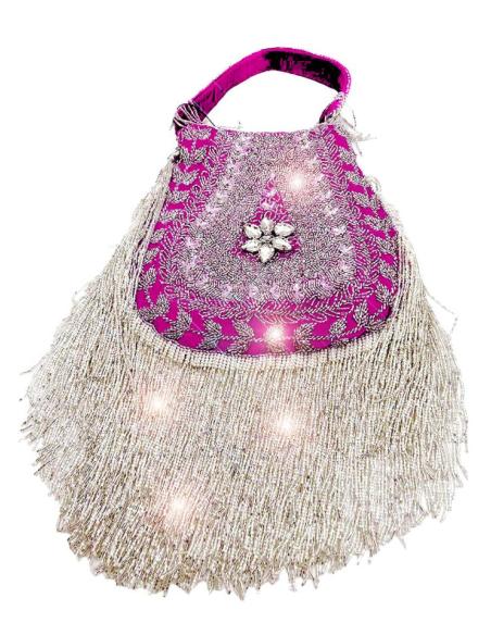 BOLSOS MADRINA DE BODA FUCSIAS CON FLECOS JOYA ESTILO VINTAGE