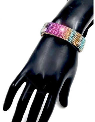 PULSERAS FIESTA ANCHAS CON CRISTAL CHIC MULTICOLOR