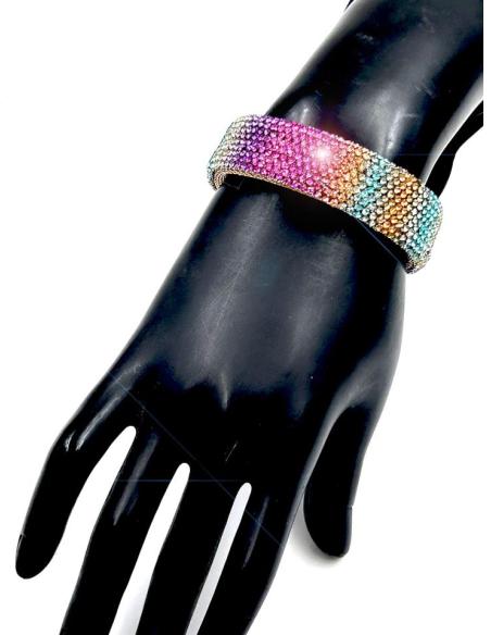 PULSERAS FIESTA ANCHAS CON CRISTAL CHIC MULTICOLOR