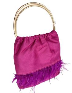 BOLSOS BUGAMBILIAS ESTLO LADY DE ASA RIGIDA Y PLUMAS IDEAL INVITADAS DE BODAS