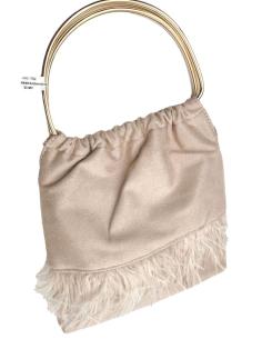 BOLSOS BEIGE ELEGANTE ESTLO LADY CON ASAS Y PLUMAS IDEAL INVITADAS DE BODAS