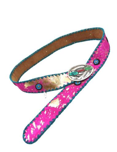 CINTURONES PIEL FUCSIAS Y DORADOS ESTILO BOHO DISEÑO ANCHO