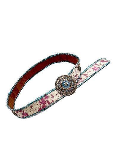 CINTURONES PIEL CUERO BLANCOS ESTILO COWBOY DISEÑO ANCHO