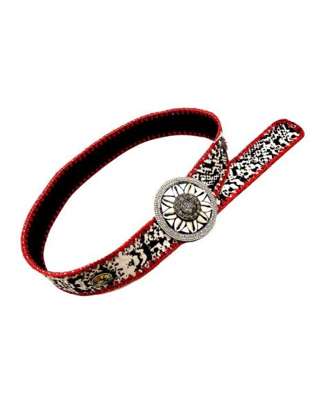 CINTURONES ANIMAL PRINT DE CUERO DIBUJO SERPIENTE CON HEBILLA CONCHAS MARINAS