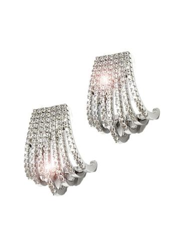 PENDIENTES BODA PLATEADOS CORTOS PARA MADRINAS CON CIRCONITAS