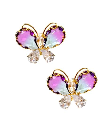 PENDIENTES DE MARIPOSAS ROSAS DELICADOS DESTELLOS DE LUZ