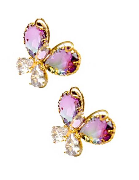 PENDIENTES DE MARIPOSAS ROSAS DELICADOS DESTELLOS DE LUZ