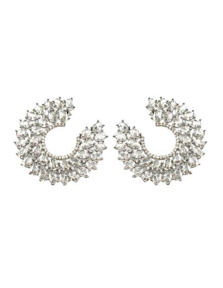 PENDIENTES PARA BODAS PLATEADOS CON CIRCONITAS SEMIARO CORTO