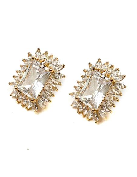 PENDIENTES DORADOS PARA BODAS TALLA CUADRADA