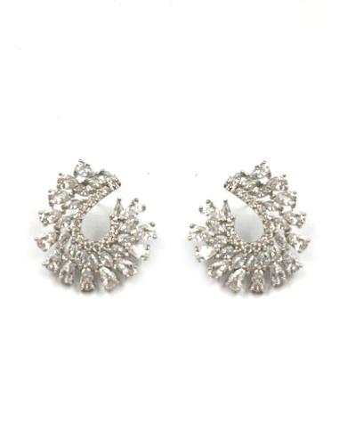 PENDIENTES PLATEADOS CORTOS DE BODA CON CIRCONITAS