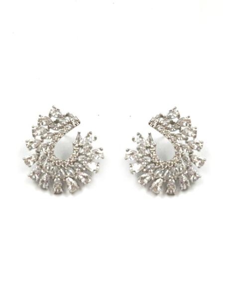 PENDIENTES PLATEADOS CORTOS DE BODA CON CIRCONITAS