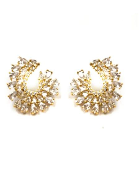 PENDIENTES DORADOS CORTOS DE BODA CON CIRCONITAS
