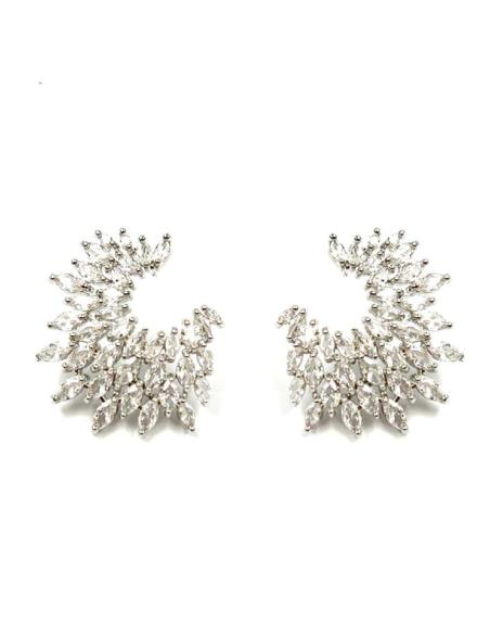 PENDIENTES CORTOS PLATEADOS PARA NOVIAS Y MADRINAS