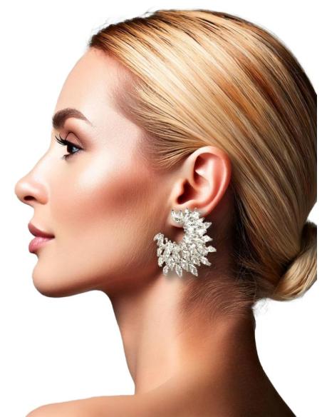 PENDIENTES CORTOS PLATEADOS PARA NOVIAS Y MADRINAS