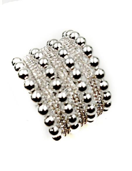 PULSERAS FIESTA BRAZALETES ANCHOS PLATEADOS CON BRILLO CRISTAL