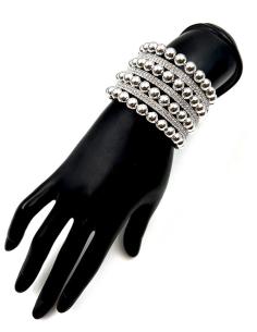 PULSERAS FIESTA BRAZALETES ANCHOS PLATEADOS CON BRILLO CRISTAL 2
