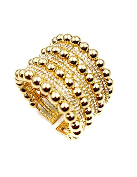 PULSERAS FIESTA BRAZALETES ANCHOS DORADOS CON BRILLO CRISTAL