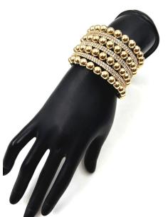 PULSERAS FIESTA BRAZALETES ANCHOS DORADOS CON BRILLO CRISTAL 2