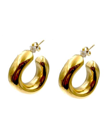 AROS DORADOS ELEGANTES PENDIENTES ANCHOS CUADRADOS
