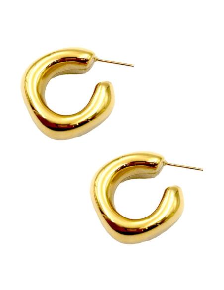 AROS DORADOS ELEGANTES PENDIENTES ANCHOS CUADRADOS