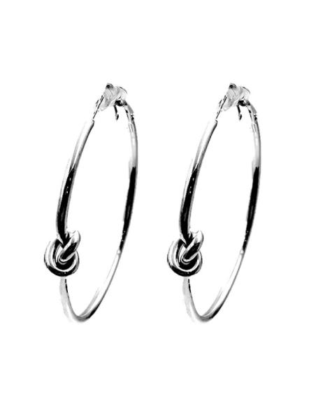 PENDIENTES AROS PLATEADOS CON NUDO DISEÑO ACTUAL