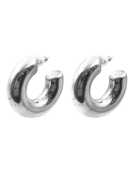 AROS PLATEADOS ELEGANTES PENDIENTE ANCHO DE ACERO