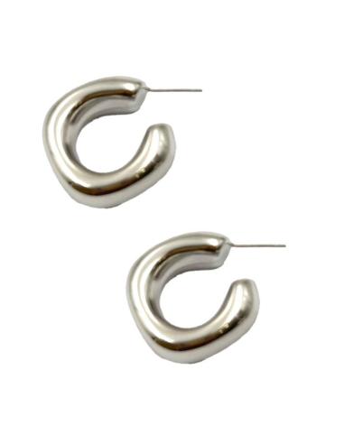 AROS PLATEADOS ELEGANTES PENDIENTES ANCHOS
