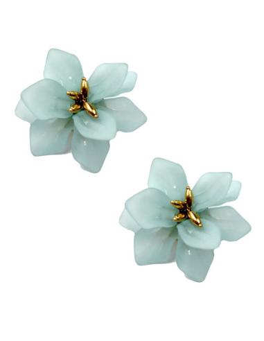 PENDIENTES AZULES PASTEL DE FLORES PARA BAUTIZOS Y BODAS