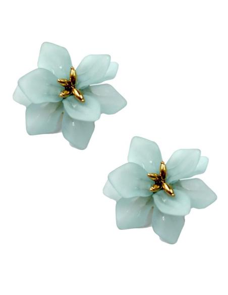 PENDIENTES AZULES PASTEL DE FLORES PARA BAUTIZOS Y BODAS