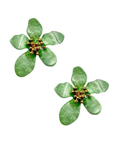 PENDIENTES VERANIEGOS VERDES CON FLORES VISTOSAS