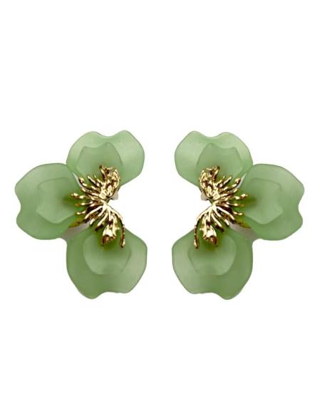 PENDIENTES DE FLORES VERDES PASTEL COLOR Y FRESCOR PARA DIARIO Y BAUTIZOS