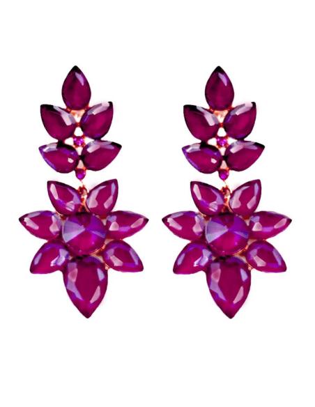 PENDIENTES LARGOS DE FIESTA MORADO BERENJENA ESPECTACULARES PARA BODAS
