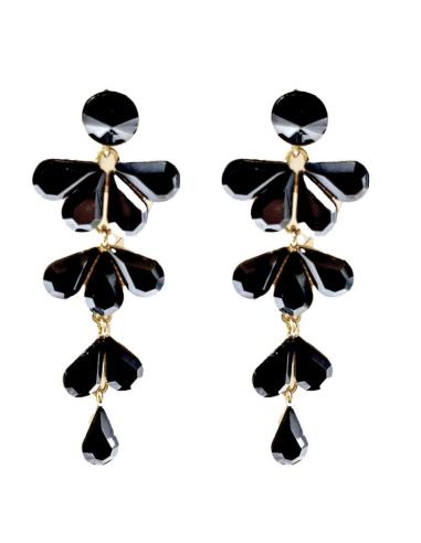 PENDIENTES LARGOS NEGROS PARA BODAS DE NOCHE DISEÑO CASCADA