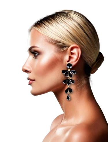 PENDIENTES LARGOS NEGROS PARA BODAS DE NOCHE DISEÑO CASCADA
