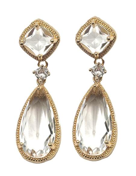 PENDIENTES BODA PARA MADRINAS E INVITADAS LAGRIMA ELEGANTE CRISTAL