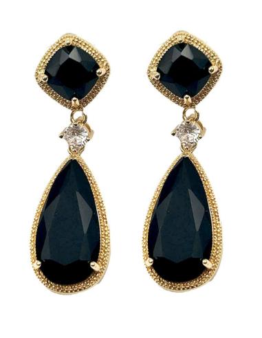 PENDIENTES NEGROS LAGRIMA CRISTAL PARA MADRINAS E INVITADAS DE BODAS