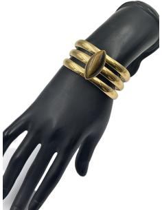 PULSERAS DORADAS ANCHAS CON PIEDRAS MARRONES CON PIEDRA OJO DE TIGRE 2