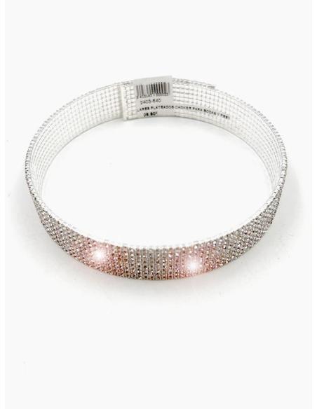COLLARES PLATEADOS CHOKER PARA BODAS Y FIESTAS CON CRISTAL BRILLO