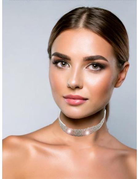 COLLARES PLATEADOS CHOKER PARA BODAS Y FIESTAS CON CRISTAL BRILLO
