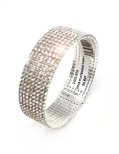 PULSERAS PLATEADAS PARA BODAS CON BRILLO CRISTAL DE FIESTA