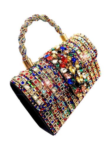 BOLSOS MULTICOLOR DE ASA RIGIDA Y PEDRERIA JOYA ESPECIAL BODAS Y GALAS