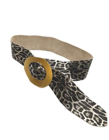 CINTURONES PIEL ANIMAL PRINT LEOPARDO DORADOS