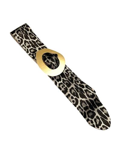 CINTURONES PIEL ANIMAL PRINT LEOPARDO DORADOS
