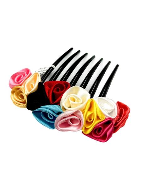 PEINETAS DE FLORES MULTICOLORES PARA BODA Y EVENTO