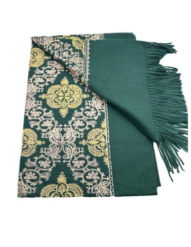 PAÑUELOS VERDES CON BORDADOS TIPO PASHMINA CHAL PARA INVIERNO
